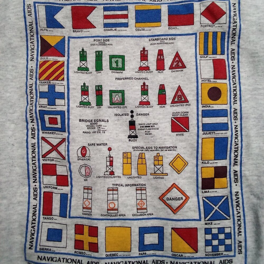Vintage 90s Nautical Navigational Aids Crewneck Sweatshirt
